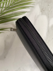 BLACK ZIP AROUND WALLET