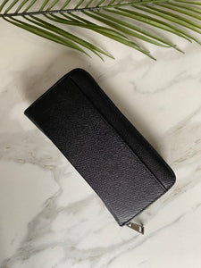 BLACK ZIP AROUND WALLET