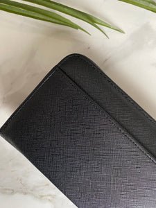 BLACK ZIP AROUND WALLET