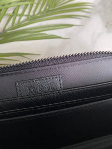 BLACK ZIP AROUND WALLET