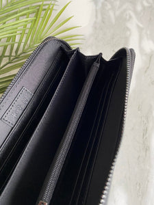 BLACK ZIP AROUND WALLET