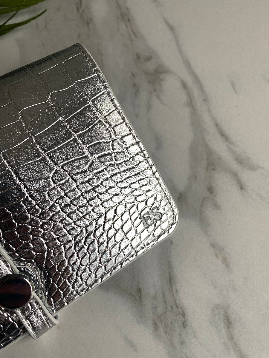 SILVER Women VEGAN Leather Wallet Purse