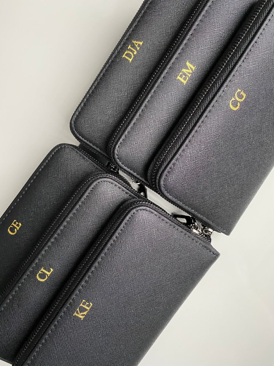BLACK ZIP AROUND WALLET