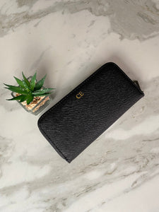 BLACK ZIP AROUND WALLET