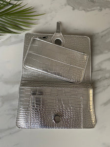 SILVER Women VEGAN Leather Wallet Purse