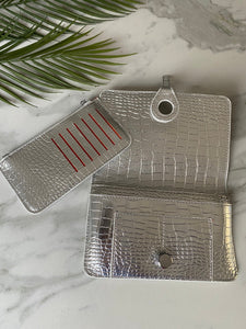 SILVER Women VEGAN Leather Wallet Purse