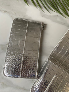 SILVER Women VEGAN Leather Wallet Purse