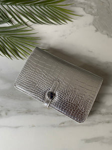 SILVER Women VEGAN Leather Wallet Purse
