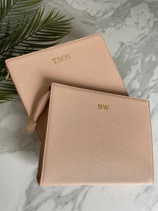 NUDE PINK SAFFIANO CLUTCH TOILETRY POUCH BAG